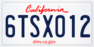 CA license plate 6TSX012
