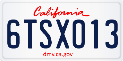 CA license plate 6TSX013