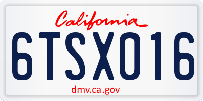 CA license plate 6TSX016