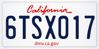 CA license plate 6TSX017