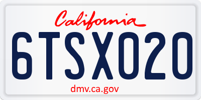 CA license plate 6TSX020