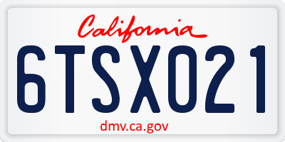 CA license plate 6TSX021