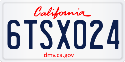 CA license plate 6TSX024