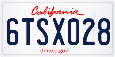 CA license plate 6TSX028