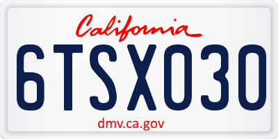 CA license plate 6TSX030