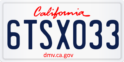 CA license plate 6TSX033