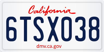 CA license plate 6TSX038