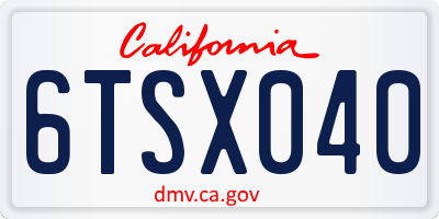 CA license plate 6TSX040
