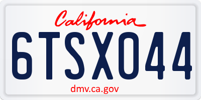 CA license plate 6TSX044