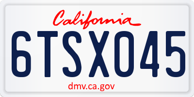 CA license plate 6TSX045