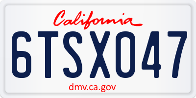 CA license plate 6TSX047