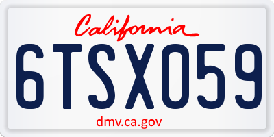 CA license plate 6TSX059