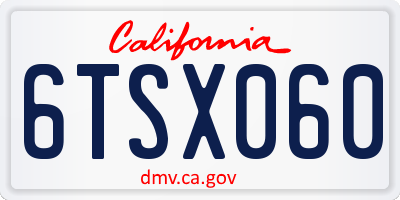 CA license plate 6TSX060