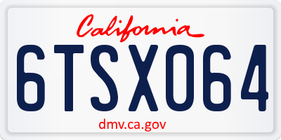 CA license plate 6TSX064