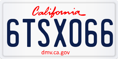 CA license plate 6TSX066