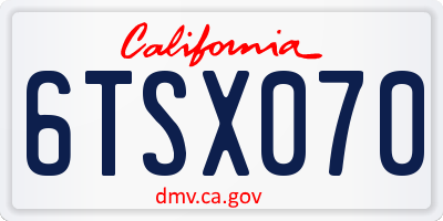 CA license plate 6TSX070