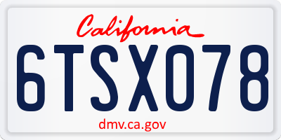 CA license plate 6TSX078