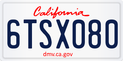 CA license plate 6TSX080