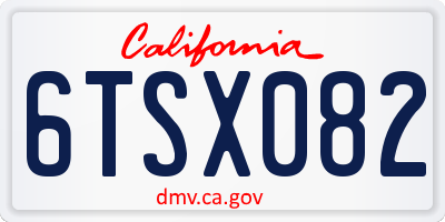 CA license plate 6TSX082