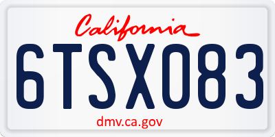 CA license plate 6TSX083