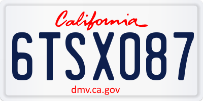 CA license plate 6TSX087