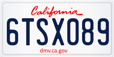 CA license plate 6TSX089