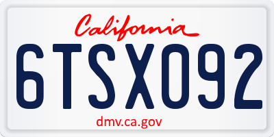 CA license plate 6TSX092