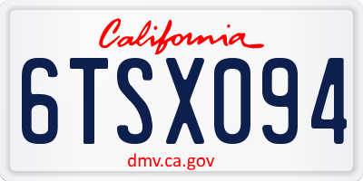 CA license plate 6TSX094