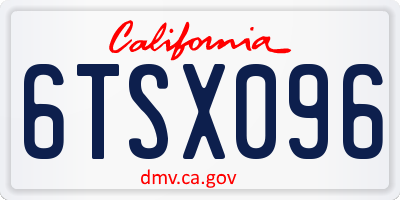CA license plate 6TSX096