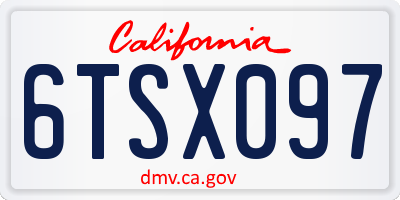 CA license plate 6TSX097