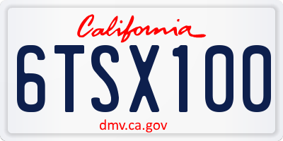 CA license plate 6TSX100