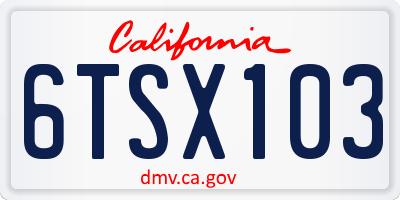 CA license plate 6TSX103