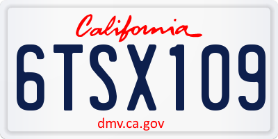 CA license plate 6TSX109