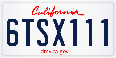 CA license plate 6TSX111