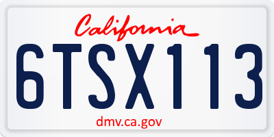 CA license plate 6TSX113
