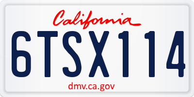 CA license plate 6TSX114