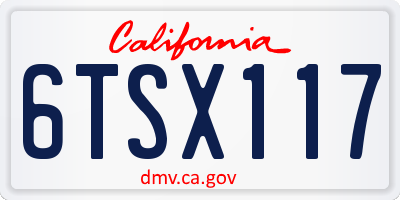 CA license plate 6TSX117