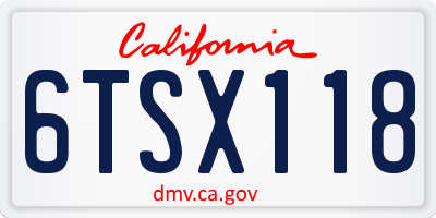 CA license plate 6TSX118