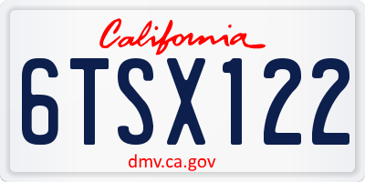 CA license plate 6TSX122