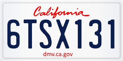 CA license plate 6TSX131