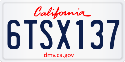 CA license plate 6TSX137