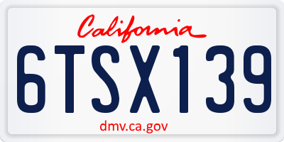 CA license plate 6TSX139