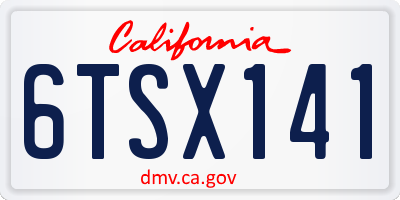 CA license plate 6TSX141