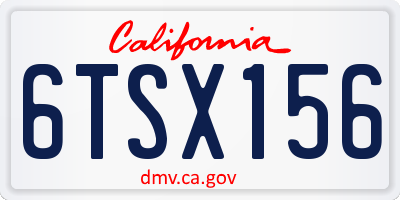 CA license plate 6TSX156