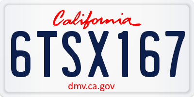 CA license plate 6TSX167