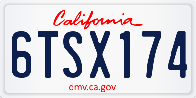 CA license plate 6TSX174