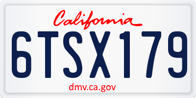 CA license plate 6TSX179