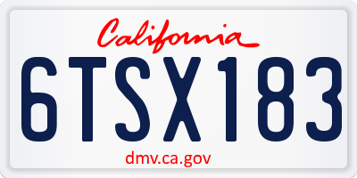 CA license plate 6TSX183