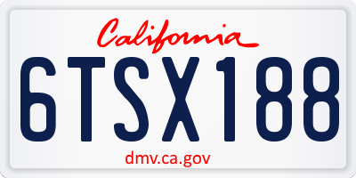 CA license plate 6TSX188