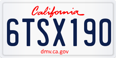 CA license plate 6TSX190